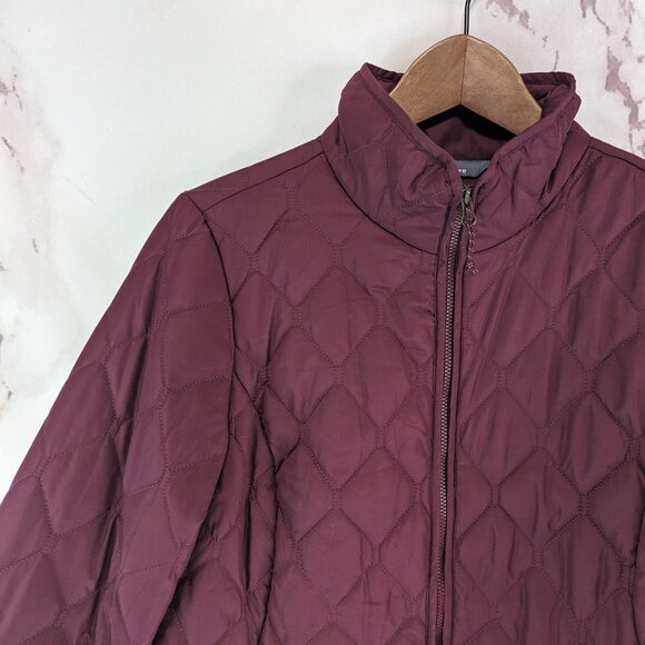 Eddie Bauer Puffer Jacket Women Small Red Maroon Coat Quilted Packable No Hood - Picture 2 of 11